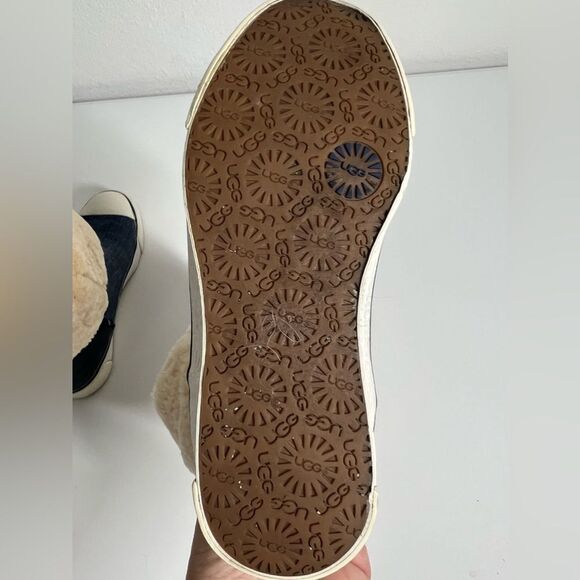 SUPER RARE UGG AUSTRALIA DELAINE DISTRESSED DENIM  SHEARLING FUR BOOT Size 6 - Picture 3 of 12